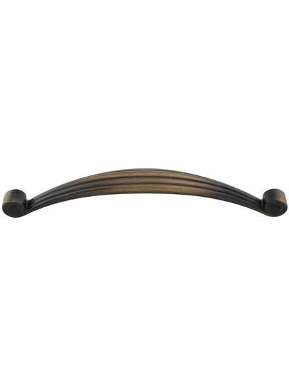 Lille Palm-Leaf Cabinet Pull - 6 1/4 inch Center-to-Center in Antique Brushed Satin Brass.